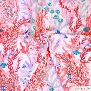 Preview: Badeanzugstoff Red Seabed